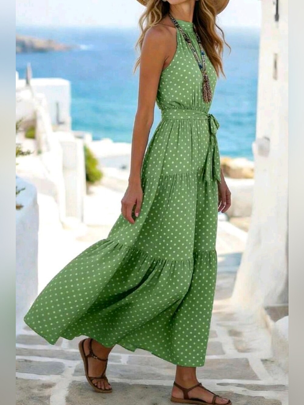Green Long Tie Dress